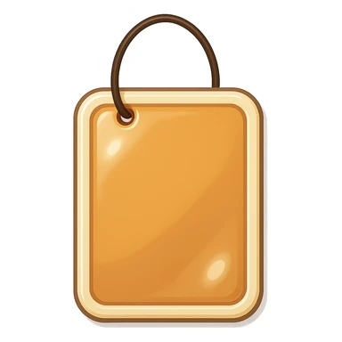 rectangular door sign with rounded corners, beige color, shadows and highlights, retro sticker style, hanging on a loop sticker