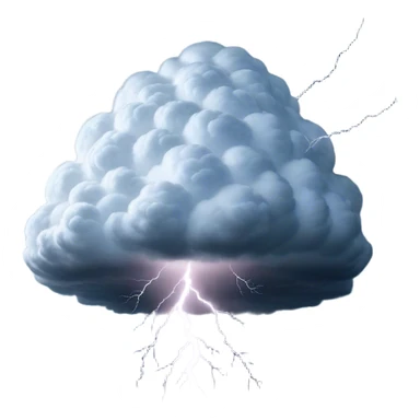 Cinematic Realistic Cumulonimbus Emoji, Towering and imposing, with dark, dramatic clouds reaching up into the sky in a billowing formation. Lightning flickers within, and the atmosphere is charged with energy, signaling a powerful storm ahead. Soft glowing outline, capturing the essence of raw power, intensity, and nature’s fury in a mighty cumulonimbus cloud! sticker
