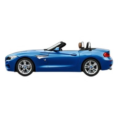 Coche BMW z4 azul oscuro visto de perfil con una mujer y un hombre dentro sticker