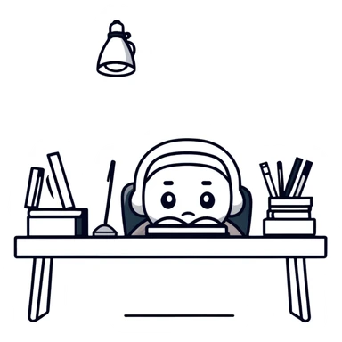 person working at a desk, looking exhausted sticker