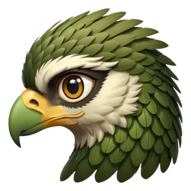 close up of just the eye at the side profile of the face of a green hawk that is looking away from the camera sticker