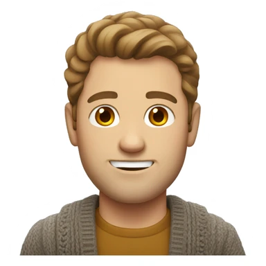 White man, brown hair, cardigan  sticker