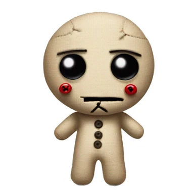 Voodoo doll with buttons for eyes sticker