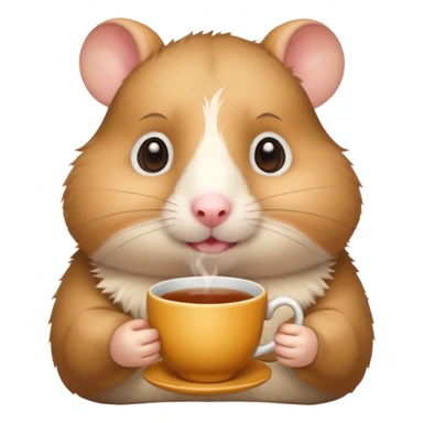 Funny hamster with a cup of tea sticker