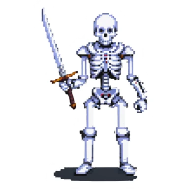 skeleton holding a curved sword sticker