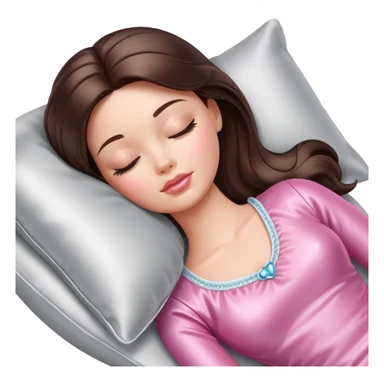 sleeping Barbie girl brunette with a silver silk pillow sticker