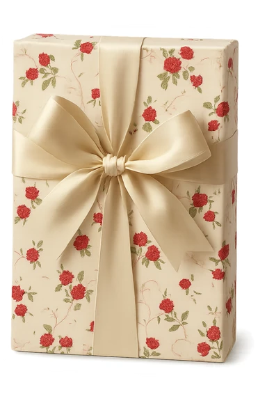 Elegant Rococo pale white red ditsy floral gift box  , remove background sticker