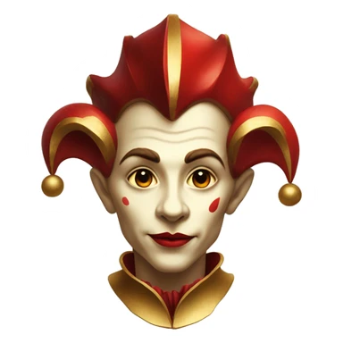 Vintage Jester high cheekbones, red, gilded  sticker
