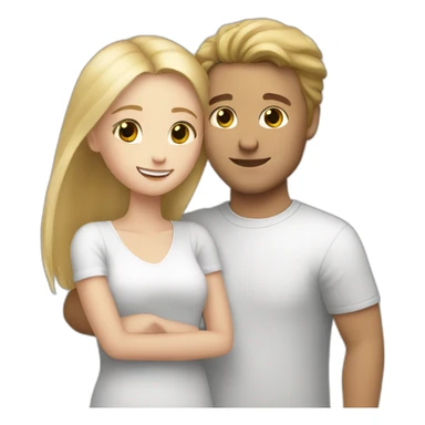 Hug white man with brown hair and white girl blond hair sticker
