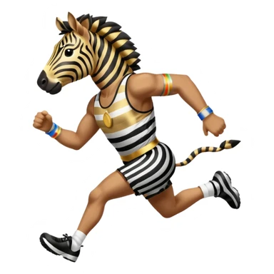 a zebra picking running a marathon with gold medal sticker