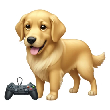 Golden retriever with a game controller  sticker