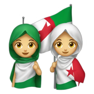 Deux filles avec le drapeau de l'Algérie  sticker