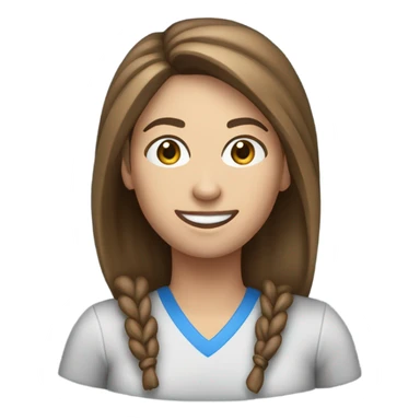 Create a female PE teacher emoji. She must have  brown hair tied up and blue eyes. She had a whistle around her neck and she is smiling  sticker