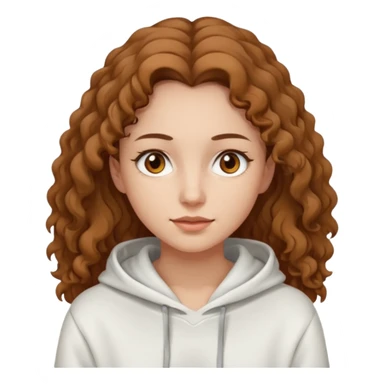 Una donna con una felpa semplice bianca,ha gli occhi marroni,i capelli marroni chiaro , c’è gli ha lunghi e ricci ma non troppo sticker