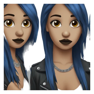 punk rock emo girl brown skin dark blue hair  sticker