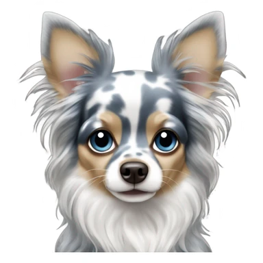 Blue merle chihuahua long hair with spotted face sticker