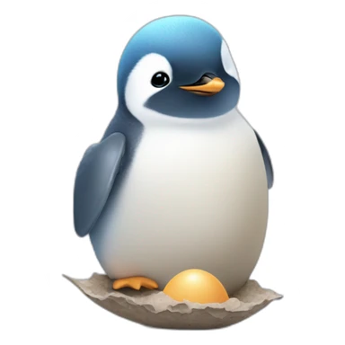 kawaï baby blue penguin hatching from its egg sticker