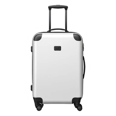 White rolling suitcase with pull-up handle, simple clean design sticker