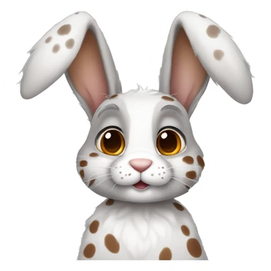 Anthro male bunny rabbit with freckles droopy ears, grey fur with brown spots sticker