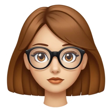Una chica con cabello largo y liso, con flequillo al costado. Con lentes y ojos marrones  sticker