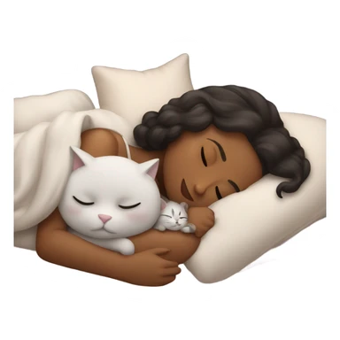 girl sleeping with two cat sticker