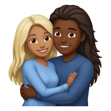 dark skin girlfriend hugs light skin boyfriend with long hair  sticker