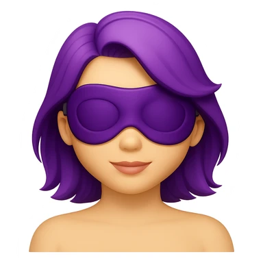 Create an Apple emoji style image of a woman with a sleep eye mask and purple hair, no pillow, no background. The style should resemble Apple emojis. sticker