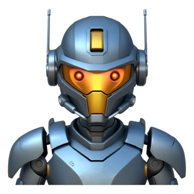 futuristic war robot portrait, head and shoulders only, glowing eyes, detailed helmet faceplate, armor collar, sci-fi metal textures, 3D cartoon, mobile game icon style, clean background, no text, no watermark
 sticker