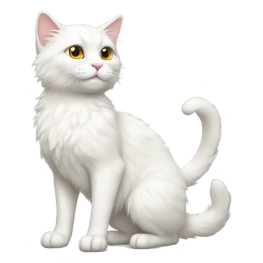 furry white cat, full body sticker