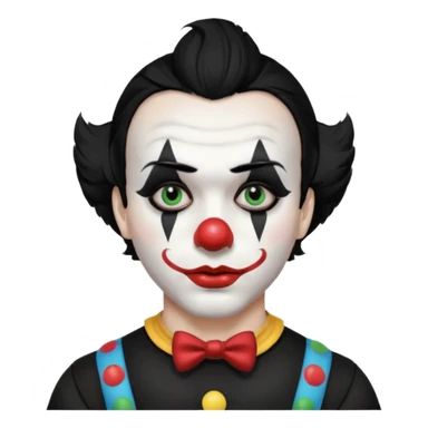 man with black hair only black and white clown makeup black eye makeup black lipstick black t-shirt sticker