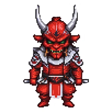 Devil samurai with red oni mask sticker