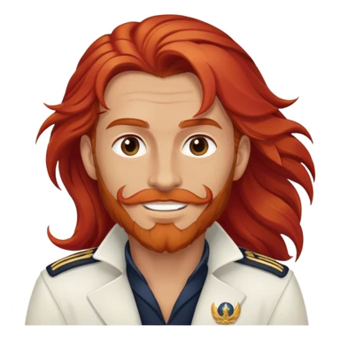 a male boat captain with long red hair no beard  sticker