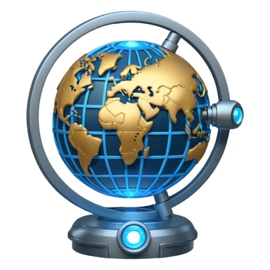 connected tech nodes, gear, globe sticker