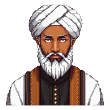 Muslim religious scholar with turban and beard, dignified expression sticker