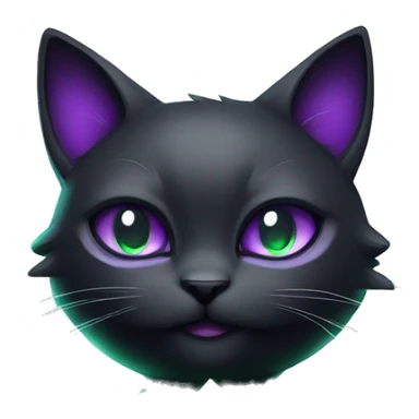 Black Dark-type-Fakémon-Cat Purple eyes, green gem on chest, full body sticker