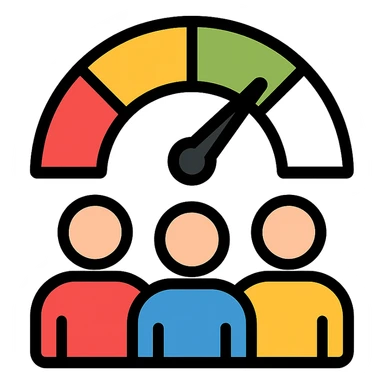 team barometer teamwork symbol with a progress indicator, clean, easy to read sticker