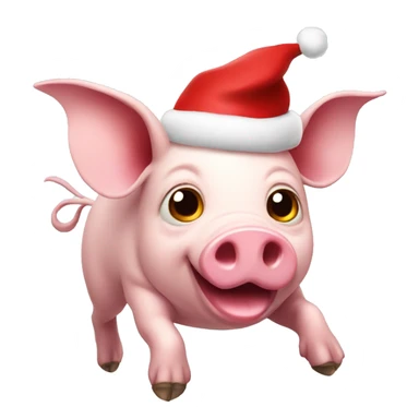 Flying Pig with Santa Hat sticker