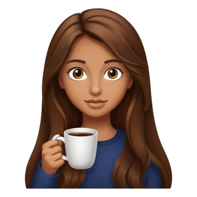 big dark eyes and tanned skin brown hair glamorous long hair with coffee  sticker