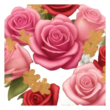 glitter rose bouquet sticker