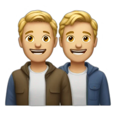 Two men enjoying sticker