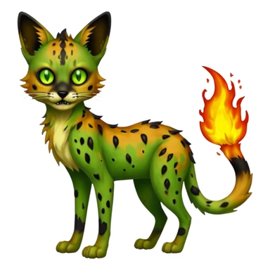 Eldritch green-fiery green-flamey Dark-deep-blackish-Greenish Zombie-serval, full body sticker