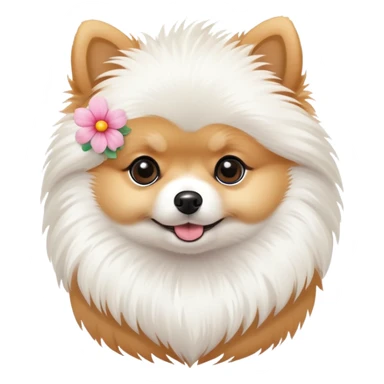 A cute  little pomeranian and flower sticker