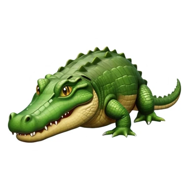 cinematic-crocodile-realistic-full-body-on all fours-emoji,-massive-scaled-body-partially-submerged-in-shallow-water,-head-tilted-dramatically,-rough-green-and-brown-hide-textured-with-deep-ridges,-simplified-yet-realistic-focused-features, head held high sticker