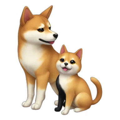 shibainu and black cat being-in-love sticker