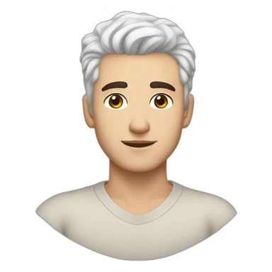 caucasian man 23 years old with dye white hair and brown eyes and brown eyebrow sticker