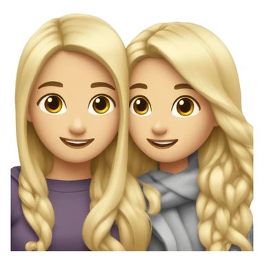 Best friends blonde girl and brunette girl hugs sticker