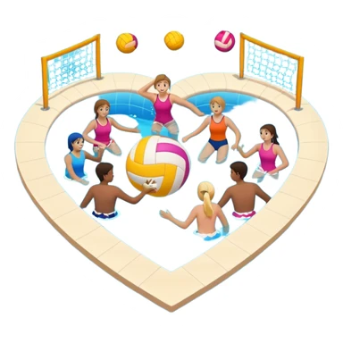 Natación  y voley en un corazón de color  sticker