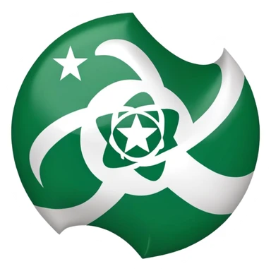 Pakistan flag with atom symbol representing nuclear capability sticker