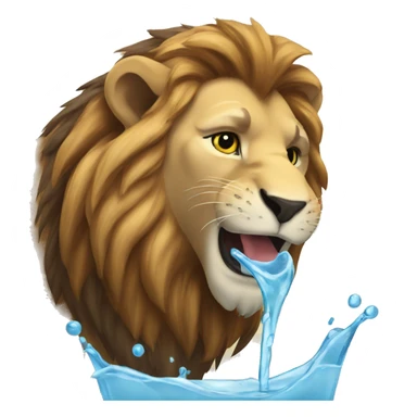 lion drinking water sticker
