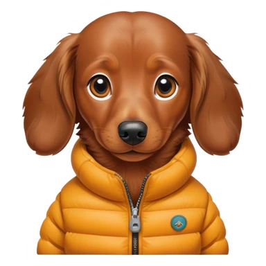 Dash hound wearing a puffer jacket sticker